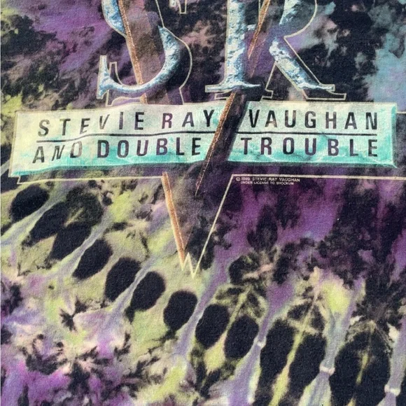 Vintage 1989 Stevie Ray Vaughan & Double Trouble Tie-Dye T-Shirt XL -Collector - Picture 3 of 5